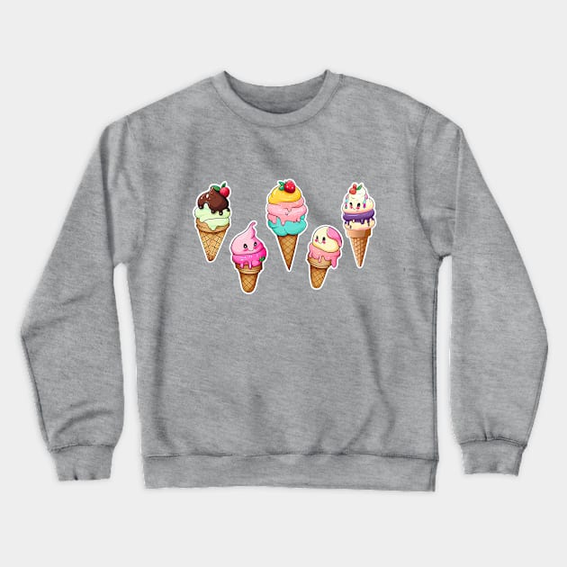 Cute child/baby ice cream cone characters; design; baby; infant; child; cute; sweet; dessert; gift; newborn; baby shower; pretty; pastels; colorful; cutesy; birthday gift; Crewneck Sweatshirt by Be my good time